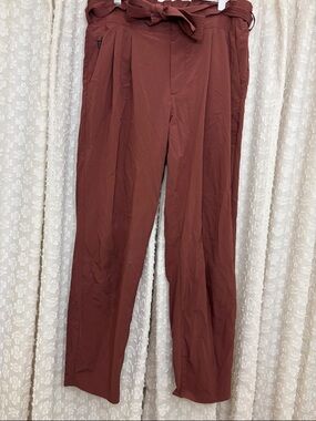 Athleta Paperbag Waist Straight-Leg Pants in Rust